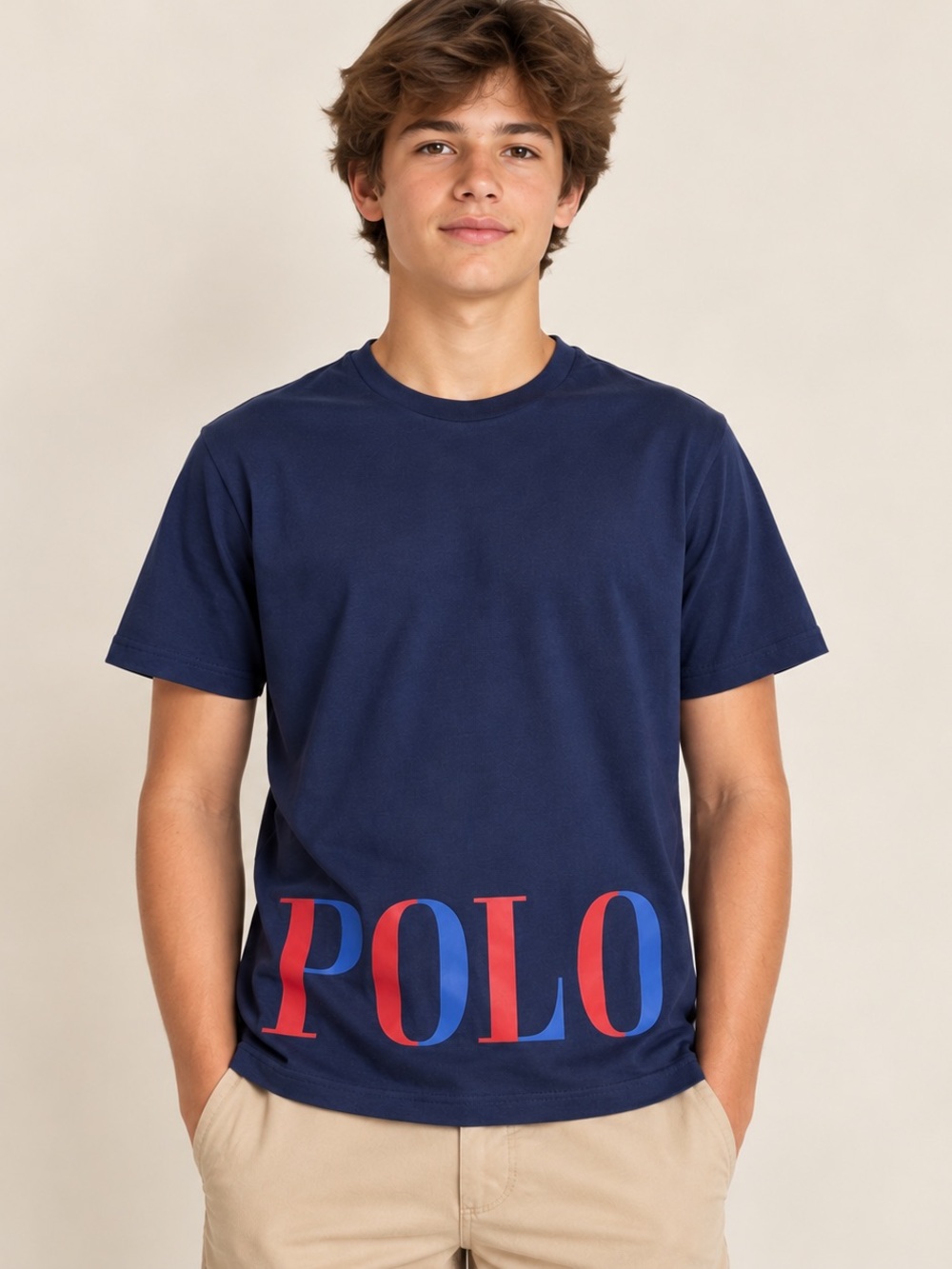 Polo Ralph Lauren Boys XL 18-20 Navy Big Logo Graphic T-Shirt